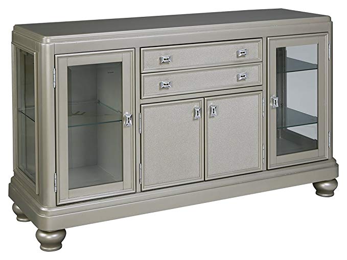 Ashley Furniture Signature Design - Leahlyn Dining Room Server - Old World Traditional Design - Silver