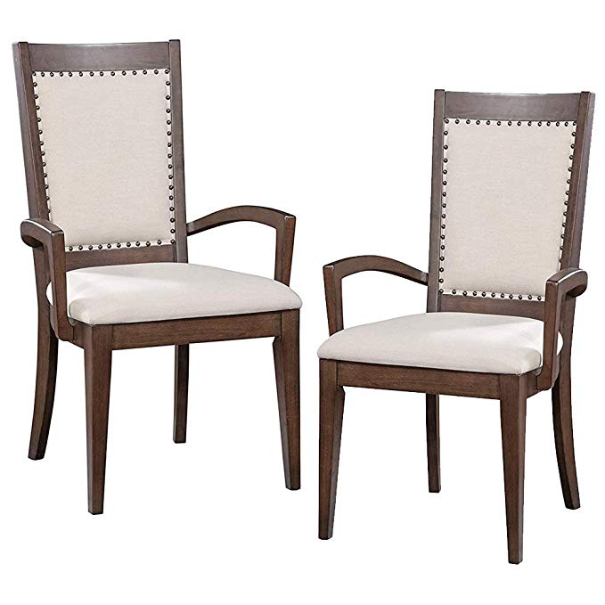 Furniture At Home Food & Wine Estate Collection Arm Chair, Set of 2, Dark Chocolate/Walnut