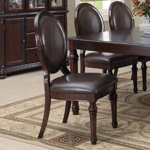 Davina Dining Oval Back Side Chair with Turned Legs Vinyl Upholstery by Coaster