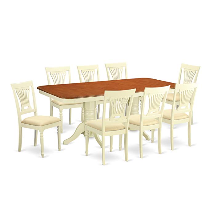 East West Furniture NAPL9-WHI-C 9 Piece Kitchen Dinette Table and 8 Dining Chairs