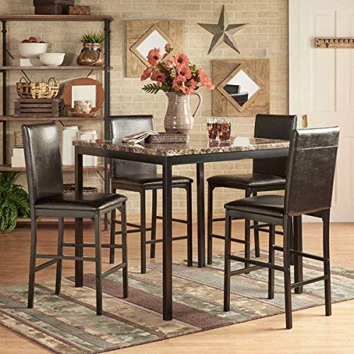 INSPIRE Q Darcy 5-piece Faux Marble/ Black Metal Counter Height Dining Set