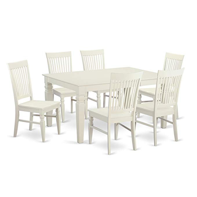 East West Furniture WEST7-WHI-W 7-Piece Dining Table Set