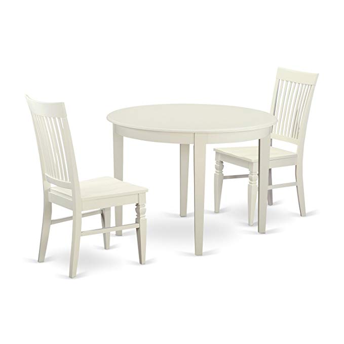 East West Furniture BOWE3-WHI-W 3 Piece Dinette Table and 2 Kitchen Chairs Set for 2 People