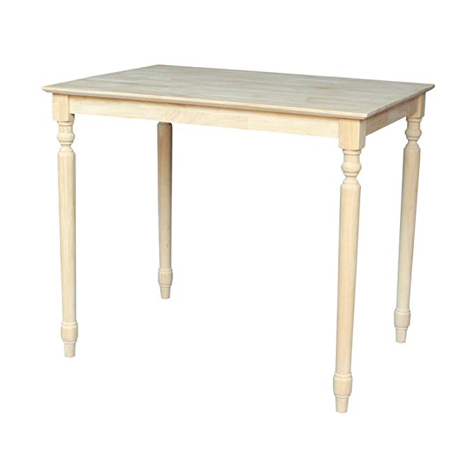 International Concepts Solid Wood Top Table with Turned Legs, Counter Height