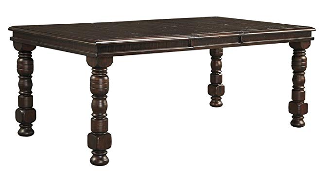 Ashley Furniture Signature Design - Gerlane Dining Room Extension Table - Exquisite Leg Posts - Dark Brown