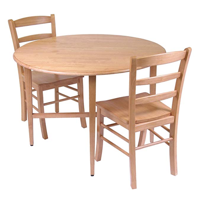 Hannah 3pc Dining Set, Drop Leaf Table with 2 Ladder Back Chairs