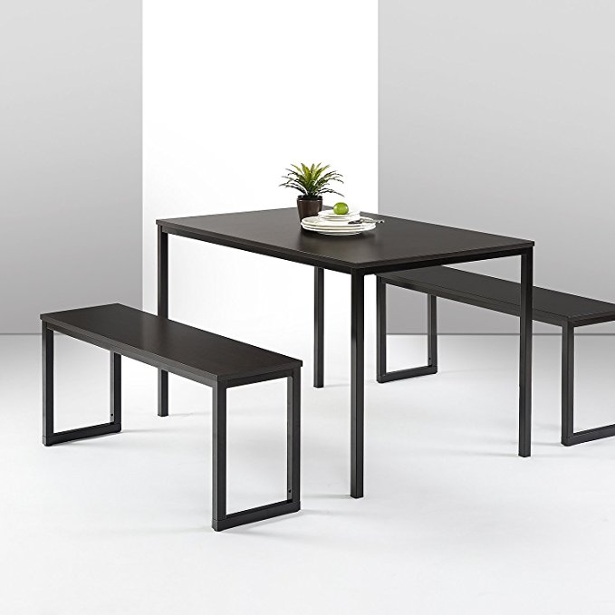 Zinus Modern Studio Collection Soho Dining Table with Two Benches/3 piece set, Espresso