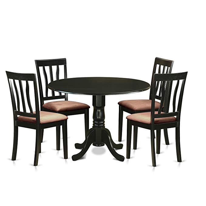 East West Furniture DLAN5-BLK-C 5 Piece Dinette and 4 Kitchen Chairs Dining Table Set for 4 People