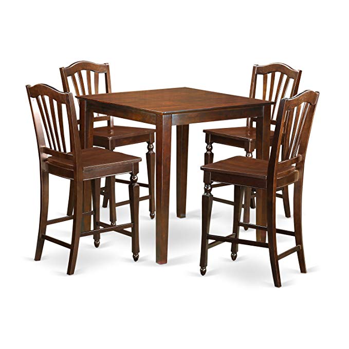 East West Furniture VNCH5-MAH-W 5 Piece Kitchen Dinette Table and 4 Bar Stool Set