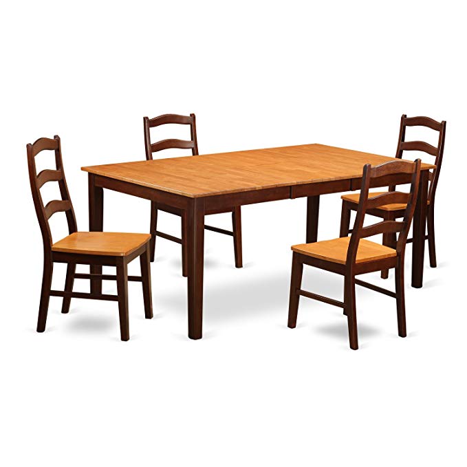 East West Furniture HENL5-BRN-W 5-Piece Dining Table Set