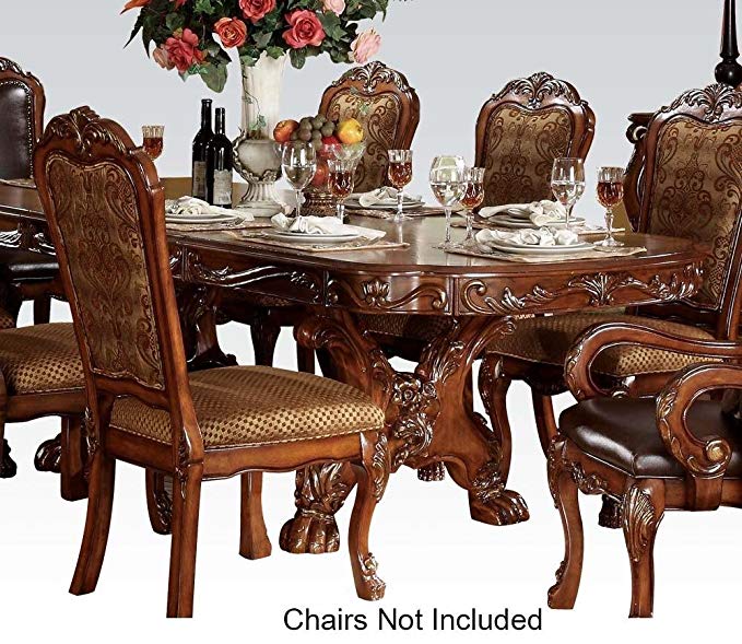 Pedestal Formal Dining Table in Brown Cherry Finish