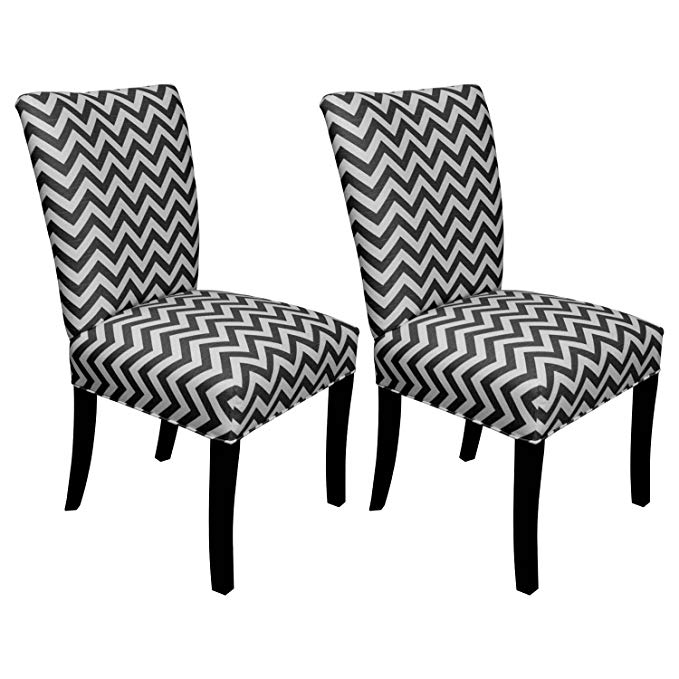 SOLE Designs Julia Collection Dining Chairs, A Set of 2 Upholstered Modern Dining Room Chairs, Side Chair, Zig Zag Grey Pattern