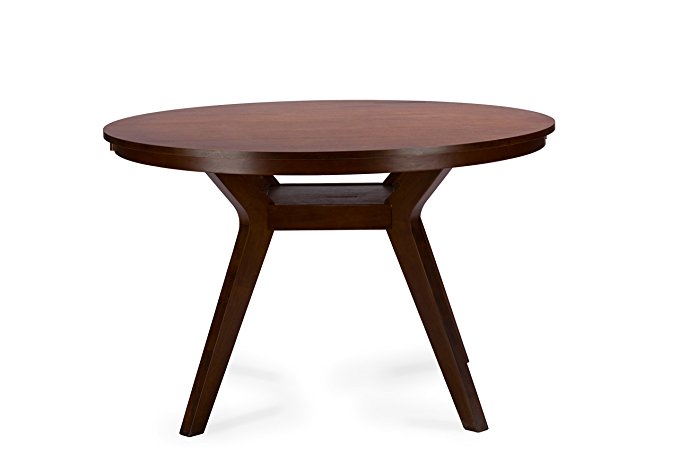 Baxton Studio Montreal Mid-Century Round Wood Dining Table, Dark Walnut