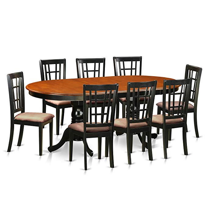 East West Furniture PLNI9-BCH-C 9 Piece Table with 8 Solid Wood Chairs Set