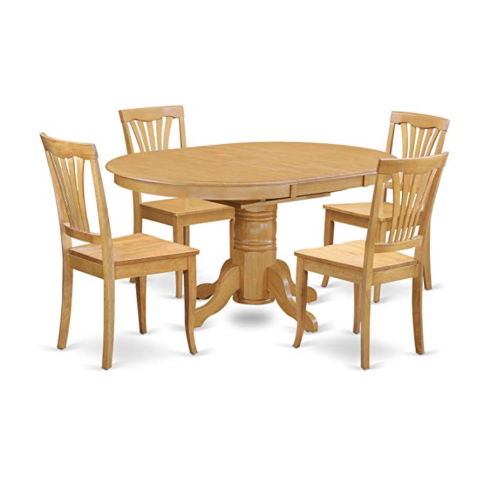 East West Furniture AVON5-OAK-W 5 Piece Dining Table and 4 Chair Set