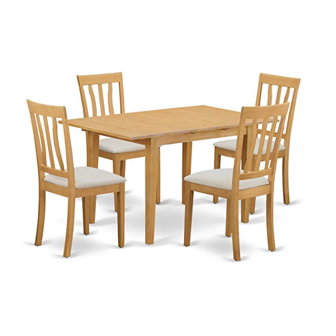 East West Furniture NOAN5-OAK-C 5 Piece Kitchen Dinette Table and 4 Chairs Set