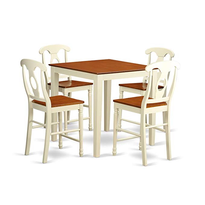 East West Furniture VNKE5-WHI-W 5 Piece High Table and 4 Bar Stools Set