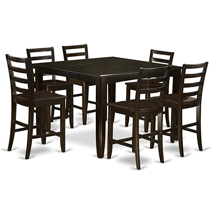 East West Furniture FAIR7-CAP-W 7-Piece Counter Height Dining Table Set