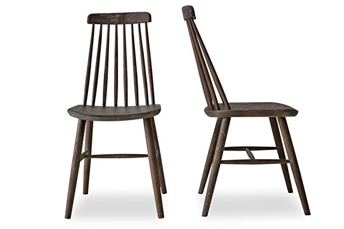 Edloe Finch CLEO - Modern Farmhouse Dining Chairs - Spindle Back Solid Oak Wood Windsor Chairs - Set of 2