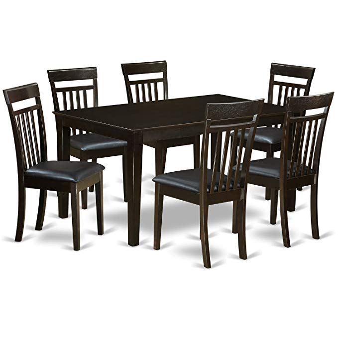 East West Furniture CAP7S-CAP-LC 7-Piece Dining Room Table