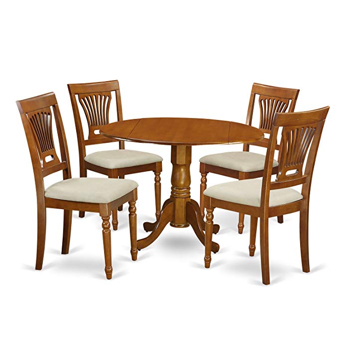 East West Furniture DLPL5-SBR-C 5-Piece Kitchen Nook Dining Table Set, Saddle brown Finish