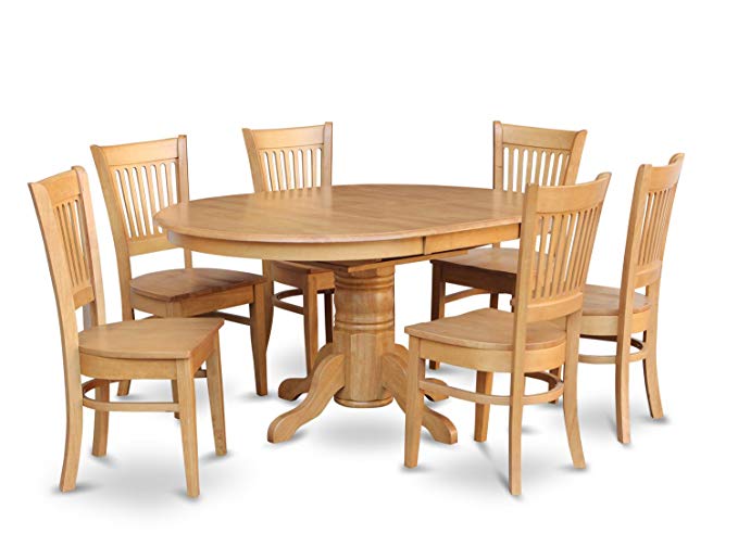 East West Furniture AVVA7-OAK-W 7-Piece Dining Table Set