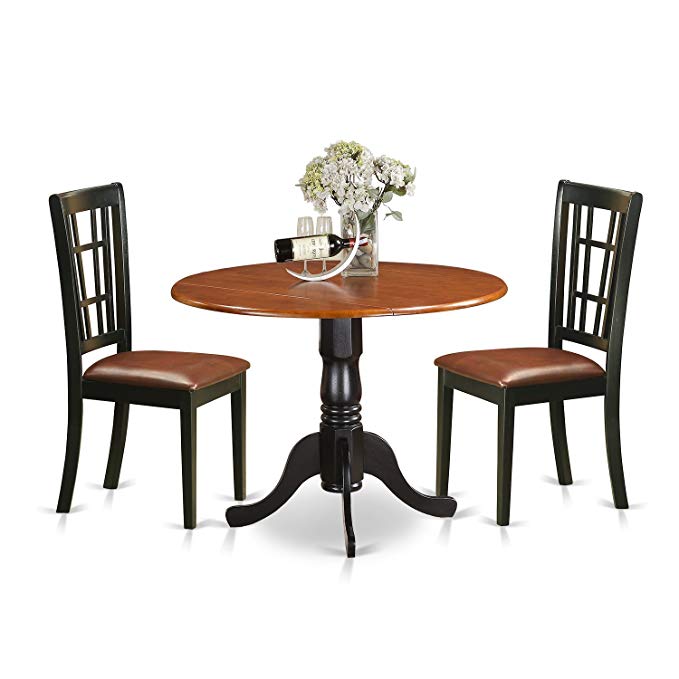 East West Furniture DLNI3-BCH-LC 3 Piece Dining Table and 2 Solid Wood Kitchen Chairs Dublin Set