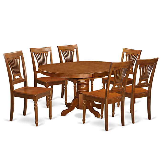 East West Furniture AVPL7-SBR-W 7-Piece Dining Table Set