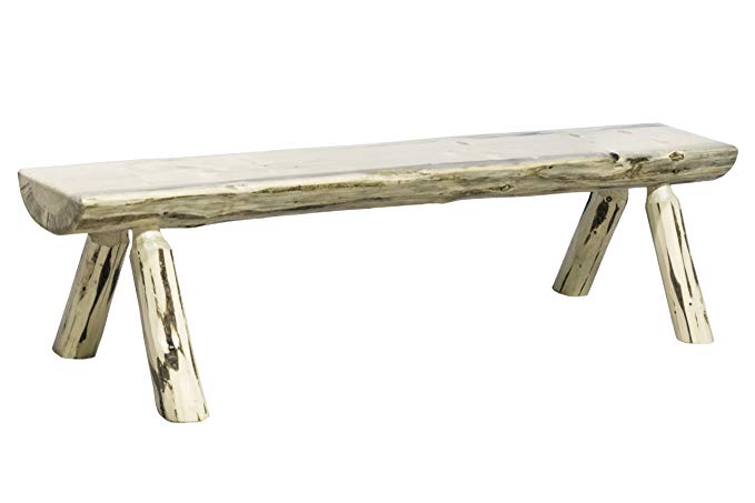 Montana Woodworks MWHLB5V Montana Collection Half Log Bench, 5-Feet, Clear Lacquer Finish