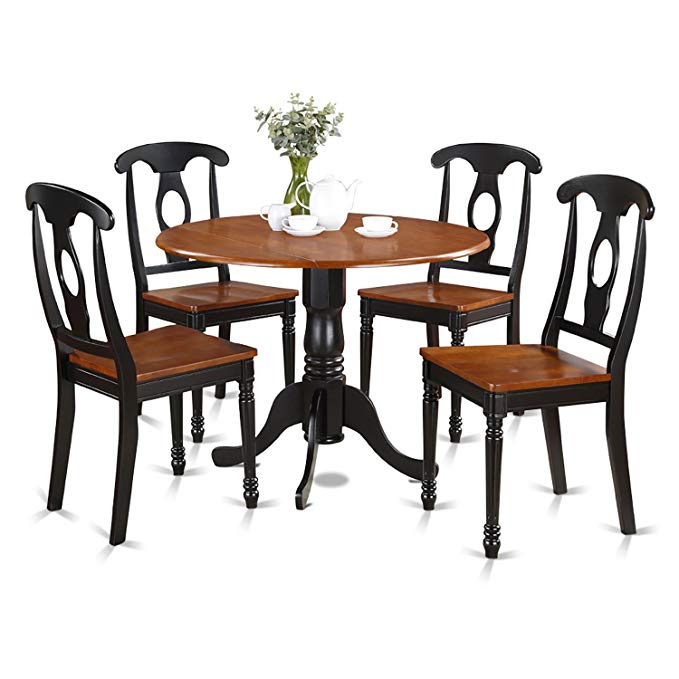 East West Furniture DLKE5-BCH-W 5-Piece Kitchen Table Set, Black/Cherry Finish