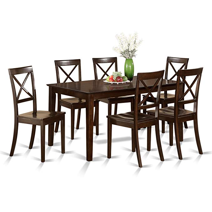 East West Furniture CAB7S-CAP-W 7-Piece Formal Dining Table Set