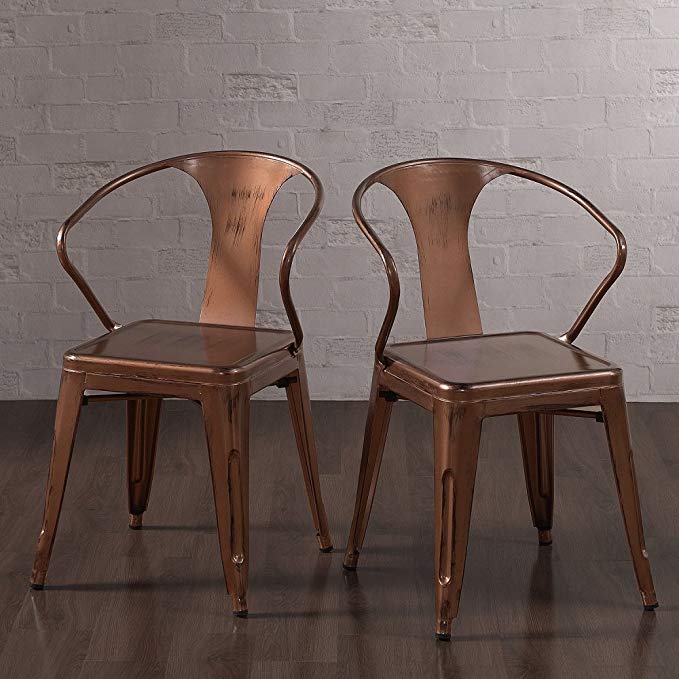 Brushed Copper Tabouret Stacking Dining Chairs (Set of 4)