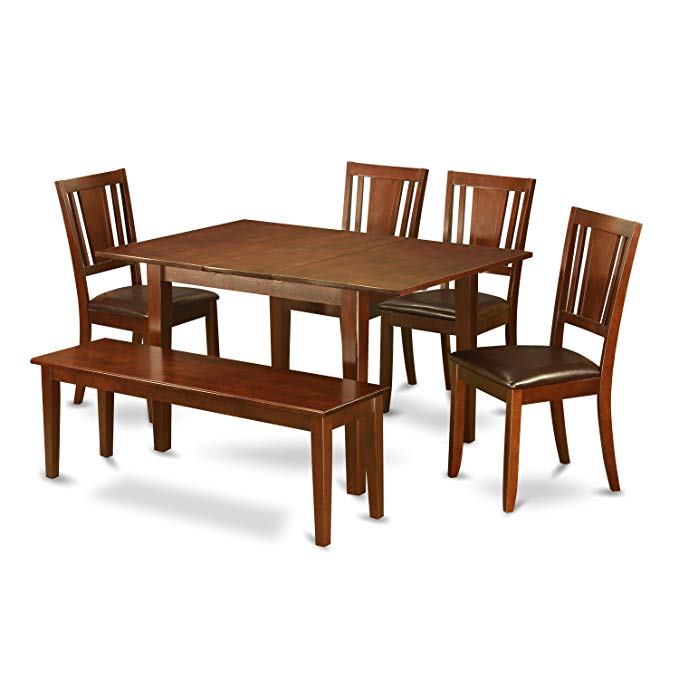 East West Furniture PSDU6D-MAH-LC 6-Piece Dining Table Set