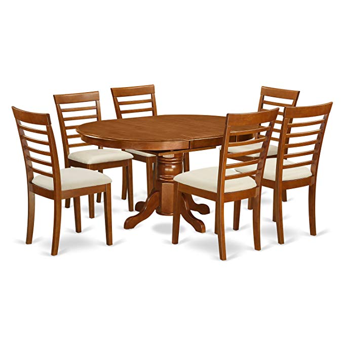 East West Furniture AVML7-SBR-C 7-Piece Dining Table Set