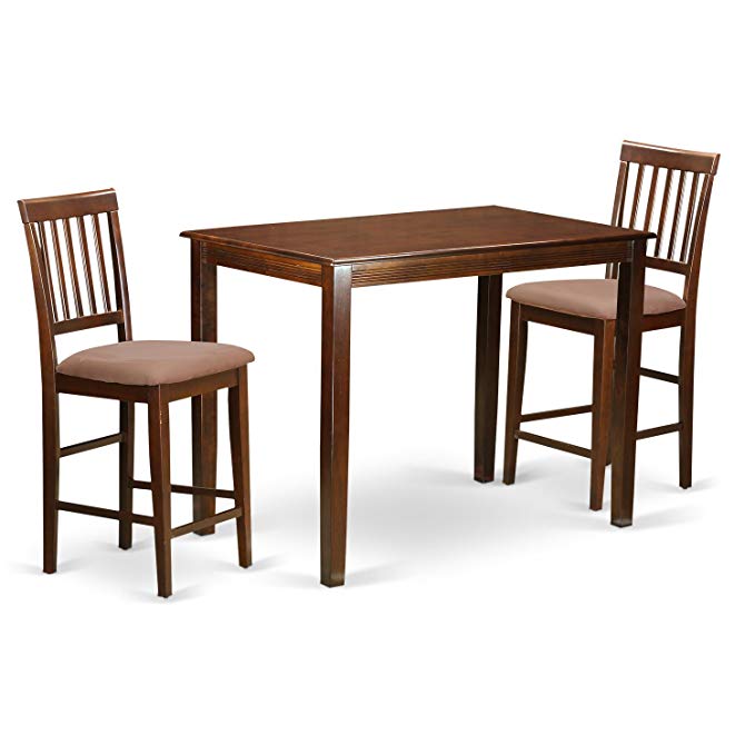 East West Furniture YAVN3-MAH-C 3 Piece Counter Height High Top Table and 2 Kitchen Chairs Set