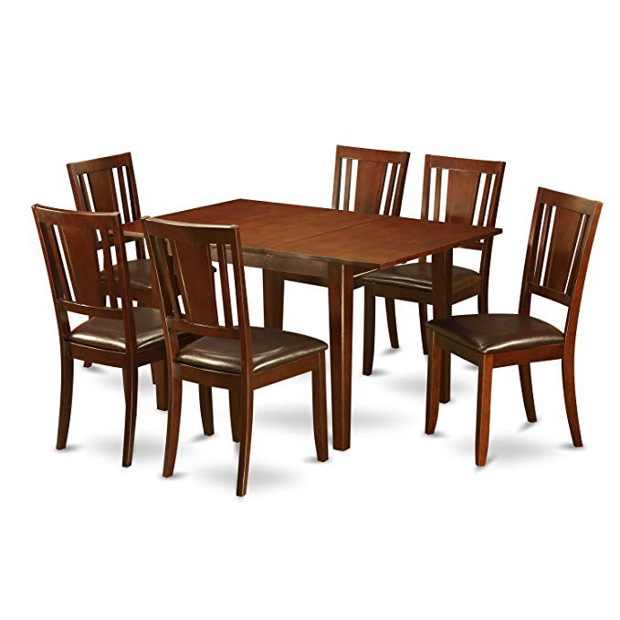 East West Furniture PSDU7-MAH-LC 7-Piece Kitchen Table Set