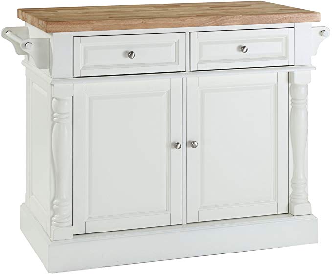 Crosley Furniture Kitchen Island with Butcher Block Top - White