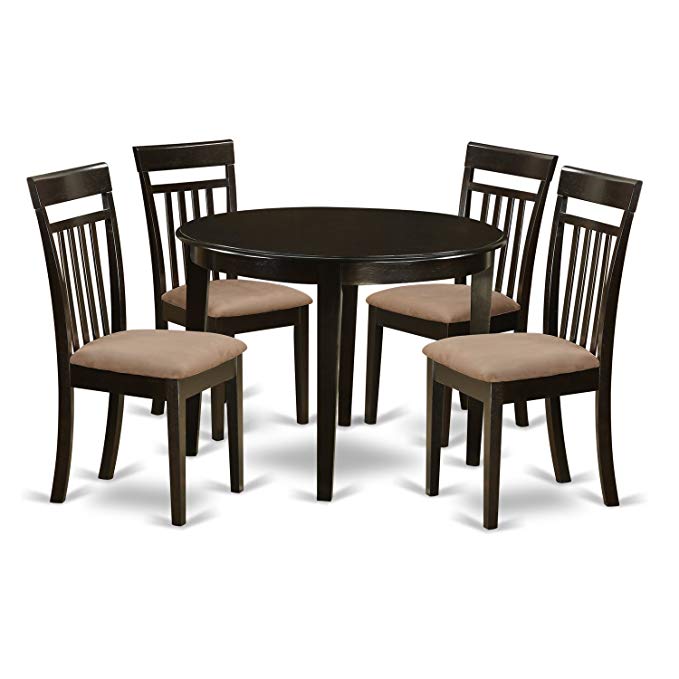 East West Furniture BOCA5-CAP-C 5-Piece Kitchen Table and Chairs Set, Cappuccino Finish