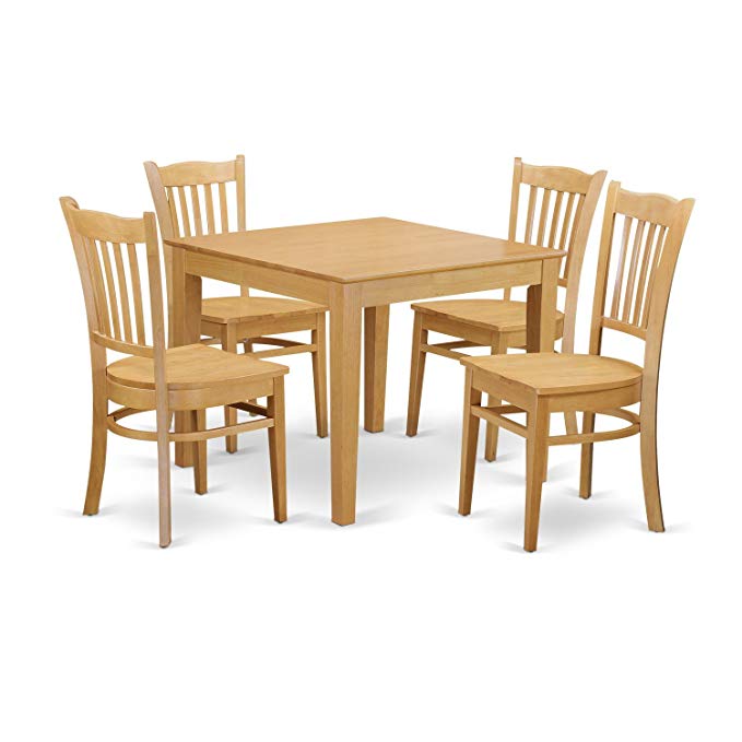 East West Furniture OXGR5-OAK-W 5 Piece Kitchen Dinette Table and 4 Chairs Set