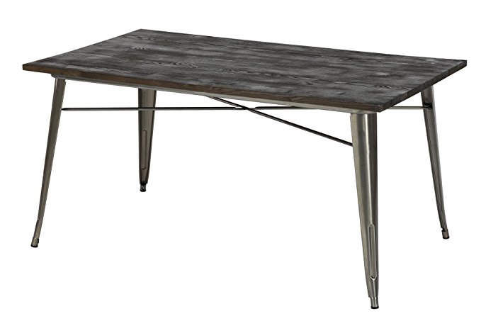 DHP Fusion Rectangular Dining Table, Antique Gun Metal/Wood