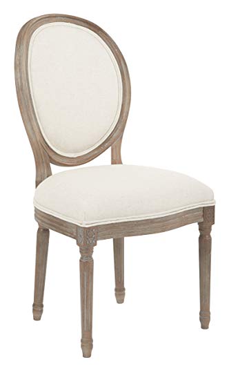 Avenue Six AVE SIX Lillian Oval Back Chair with Rustic Finish Wood Frame, Linen