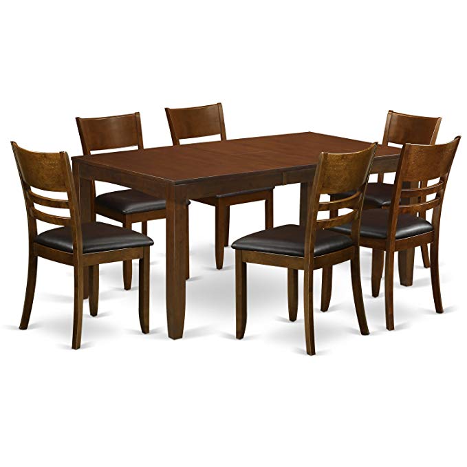 East West Furniture LYFD7-ESP-LC 7-Piece Dining Table Set, Espresso Finish