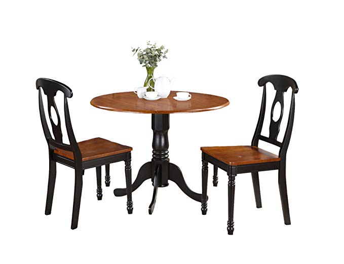 East West Furniture DLKE3-BCH-W 3-Piece Kitchen Table Set, Black/Cherry Finish