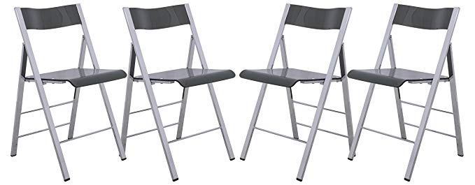 LeisureMod Menno Modern Transparent Acrylic Folding Chair (Set of 4), Black