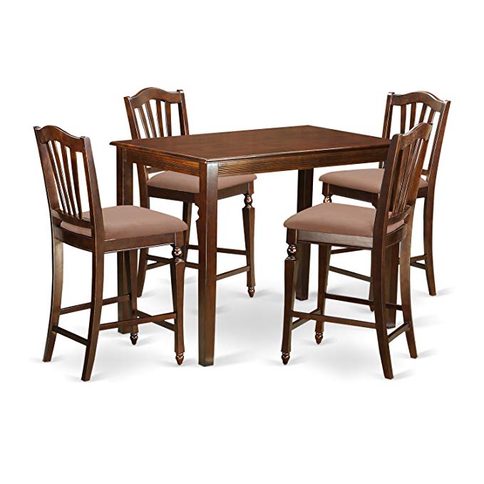 East West Furniture YACH5-MAH-C 5 Piece High Table and 4 Counter Height Dining Chair Set