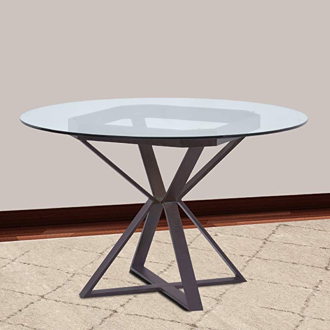 Armen Living LCCADIBAAB Cairo Dining Table with Clear Glass and Auburn Bay Finish