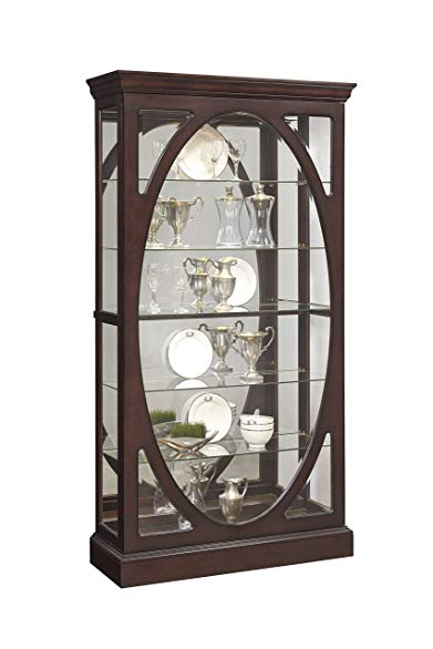 Pulaski P021569 Sable Oval Framed Mirrored Curio Cabinet 43.0