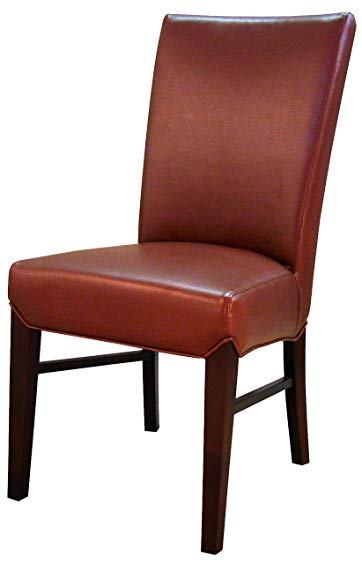 New Pacific Direct Milton Bonded Leather Chair,Brown Legs,Pomegranate,Set of 2