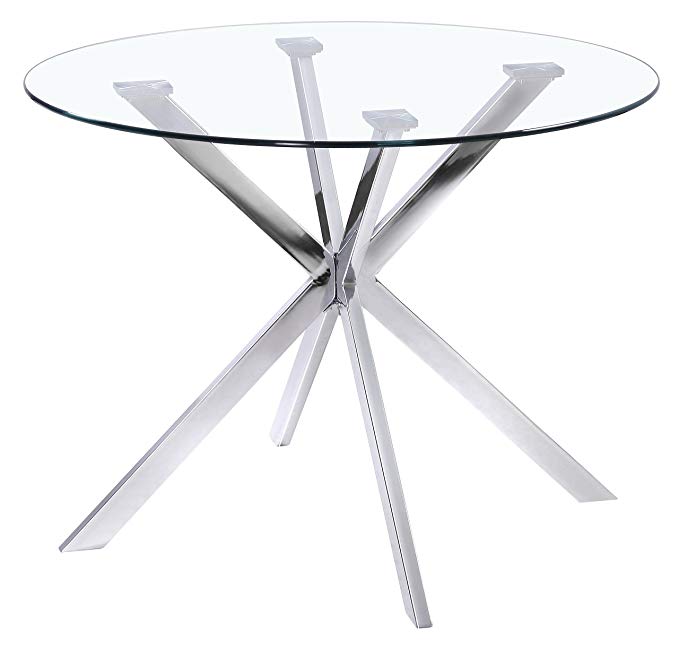 Uptown Club Franz Collection State-of-the-art Designed Round Glass Top Dining Table, 41.3