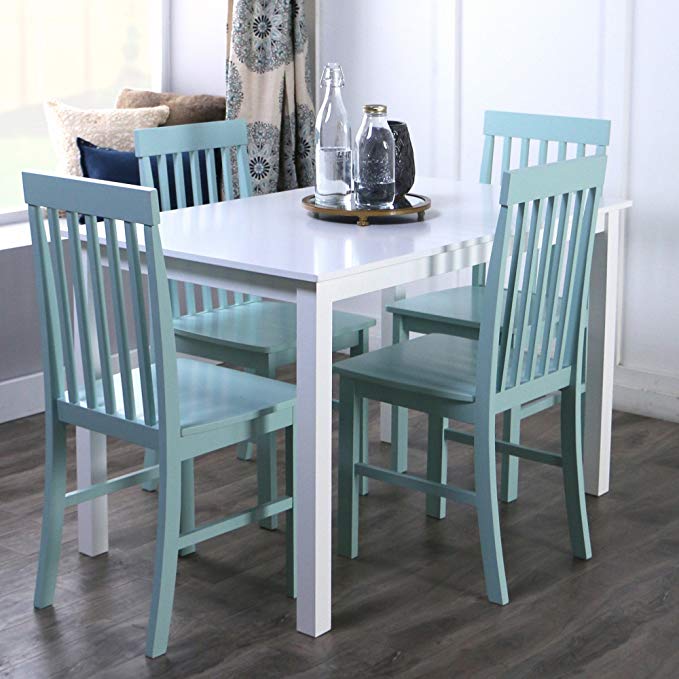 New 5 Piece Chic Dining Set-Table and 4 Chairs-White/Sage Finish